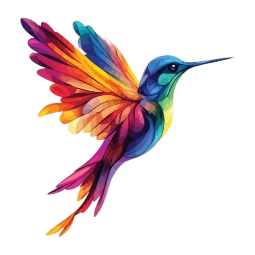 Logo de colibri très vif et de toutes les couleurs.